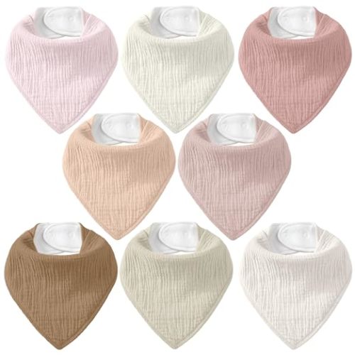 8 Pack Muslin Baby Bandana Bibs for Drooling and Teething