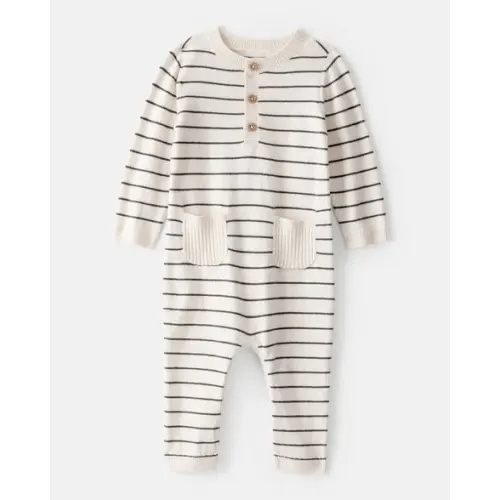 Baby Boy Striped Cotton Long-Sleeve Jumpsuit | Carter's