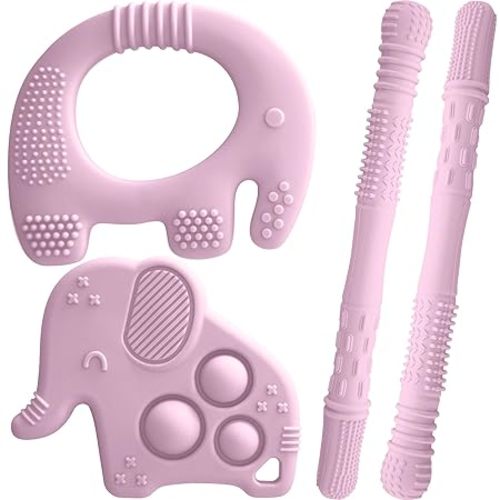 Silicone Baby Teething Toys (Pink)
