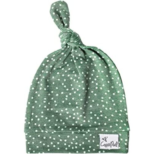 Copper Pearl Baby Beanie Hat Top Knot Stretchy Soft Juniper