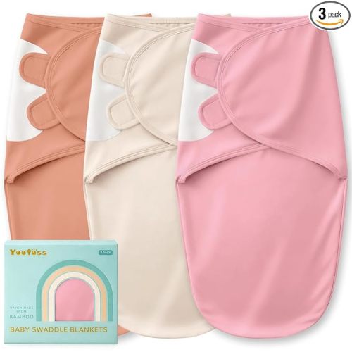 Yoofoss Baby Swaddle for Newborns 0–3 Months, Rayon Made from Bamboo Swaddle, Noiseless Closure Swaddle Sack, Soft Breathable & Durable Snug Fit