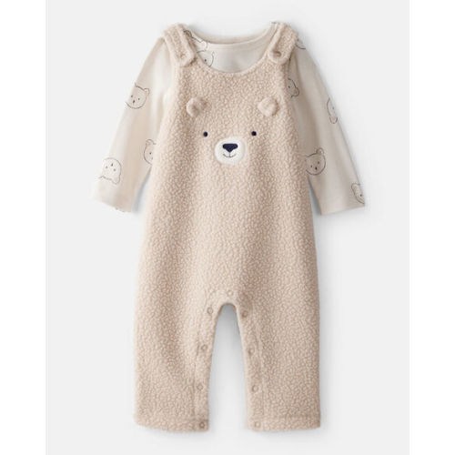 Baby Boy 2-Piece Bear Sherpa Long-Sleeve Overall Set - Brown | Carter's