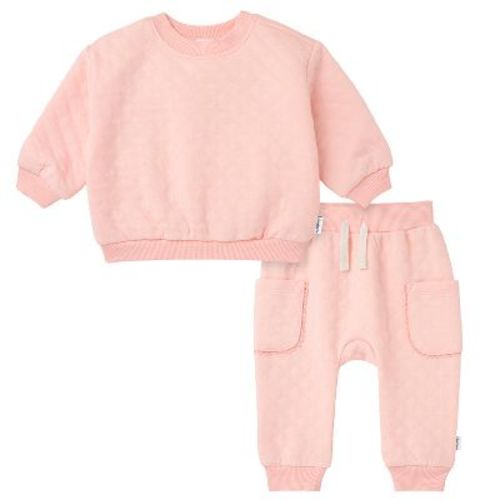 Gerber Baby Girls' 2-Piece Quilted Top & Jogger Set, Pink, 12 Months
