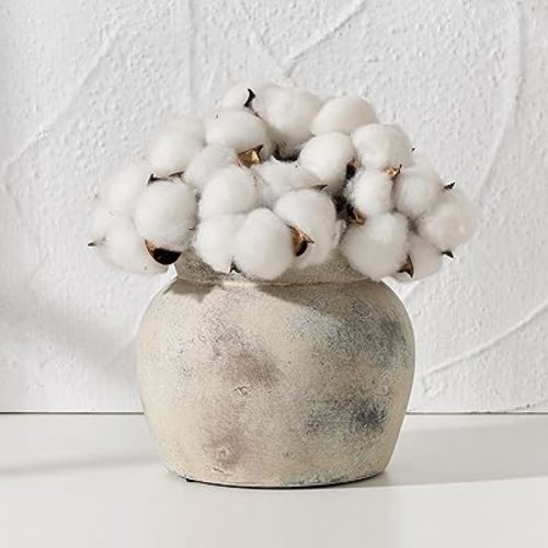 SIDUCAL Ceramic Flower Vase with Wide Mouth Lace, 5.1 Inch Pottery Rustic Farmhouse Boho Vases, Small Terracotta Vase for Home Decor, Table, Living Room, Bathroom, Shelf, Wedding, Terra