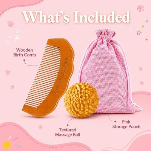 Natural Labor and Delivery | Birth Comb & Acupressure Massage Ball Set, Focus Essentials