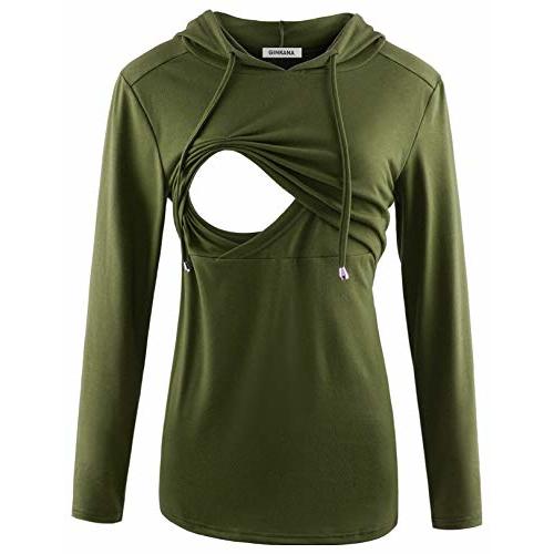 GINKANA Women's Nursing Hoodie Sweatshirt Long Sleeves Breastfeeding Maternity Tops Casual Clothes