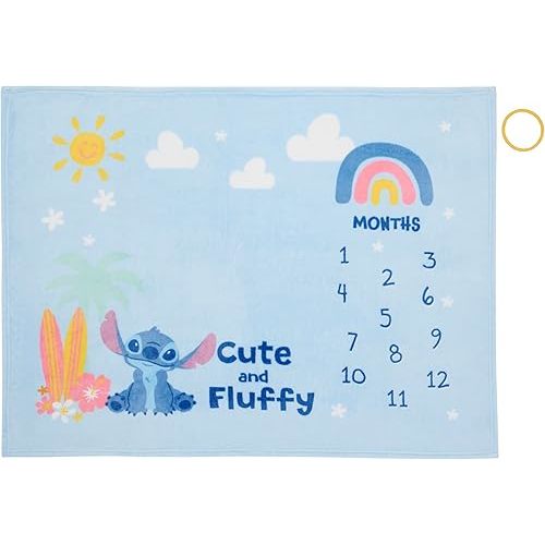 Disney NoJo Stitch Milestone Baby Blanket Monthly Photo Prop with Felt Markers