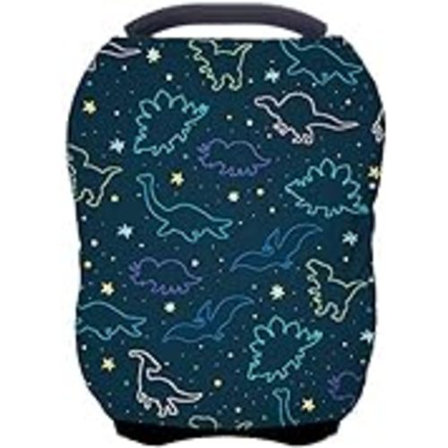 Car Seat Covers Canopy Cover - Multi-use Cover Carseat Canopy, Breathable Breastfeeding Cover, Car Seat Covers for Bbies, Boys & Girls Shower Gifts (Dark Blue Dinosaur)