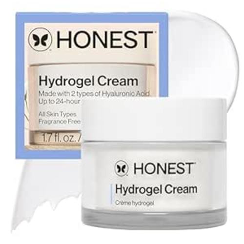 Honest Beauty Hydrogel Cream with Hyaluronic Acid | Lightweight, Moisturizing Water Cream | Gentle for Sensitive Skin, Fragrance Free, Vegan | 1.7 fl oz