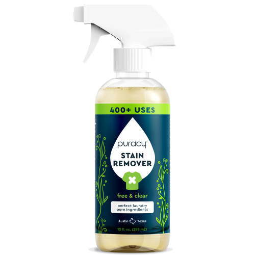 Puracy Stain Remover - Cleaning Spray, Clothes Stain Remover for Clothes, Laundry Stain Remover Spray for Clothes, Travel Stain Remover, Oil Stain Remover - Natural Spot Cleaner - Free&Clear 12oz