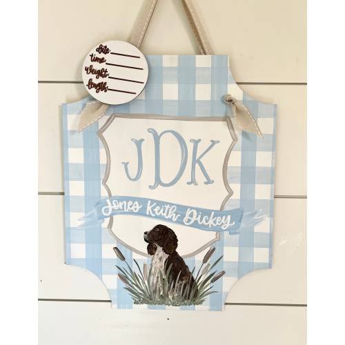 Hospital Door Hanger Boy, Pet Dog Name Sign, Boy Nursery Sign, Southern Baby Wall Art, Baby Shower Gift, Monogram Crest