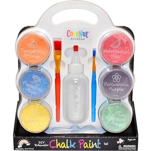 DIY Sidewalk Chalk Paint Set - Non-Toxic, Washable Powdered Chalk - Simply Mix in Water and Use a Paintbrush to Create Colorful Artwork on the Sidewalk or Chalkboard, For Kids Ages 5+