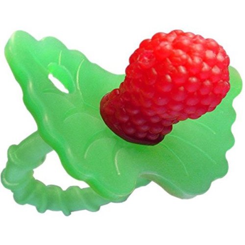 RaZbaby RaZberry Silicone Baby Teether Toy - Berrybumps Soothe Babies Sore Gums - Infant Teething Toy - Hands Free Design - BPA Free - Easy-to-Hold Design - Teething Relief Pacifier - Fruit Shape