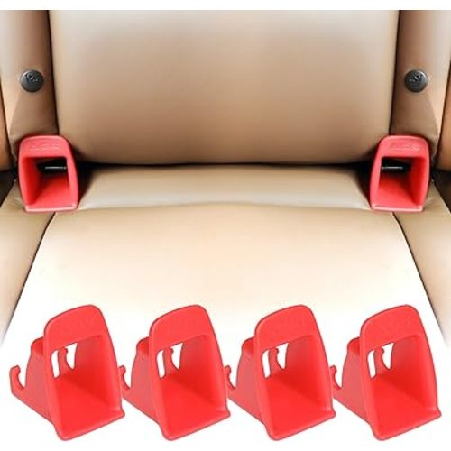ISOFIX Interface Belt Latch Guide, 4Pcs Red Car Seat ISOFIX Interface Buckle Fixed Guide Groove Car Seat Bracket Connector (4Pcs Red)