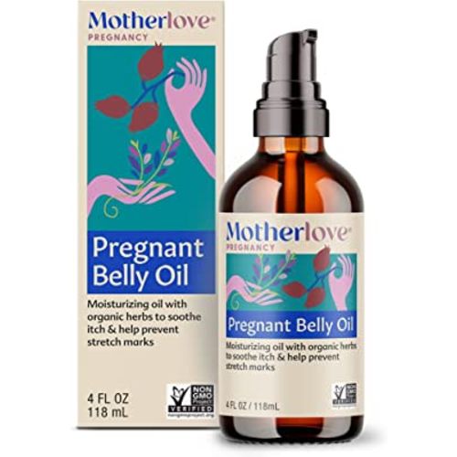 Motherlove Pregnant Belly Oil (4 oz) Natural Moisturizer to Soothe Itchy Skin & Prevent Stretch Marks—Non-GMO, Organic Herbs, Vegan