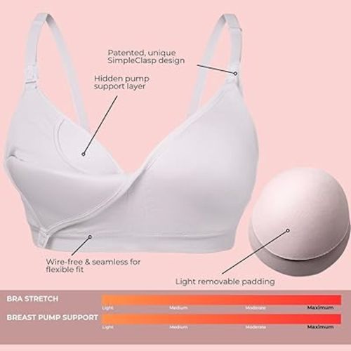 Supermom Silhouette with Removable Pads, Pumping Bra Hands Free, Adjustable Pumping & Nursing Bra for All Breast Pumps at Amazon Women’s Clothing store
