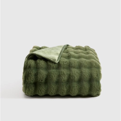 Ruched Faux Fur Throw