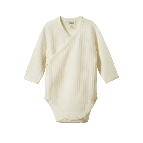 Merino Pointelle Long Sleeve Kimono Bodysuit