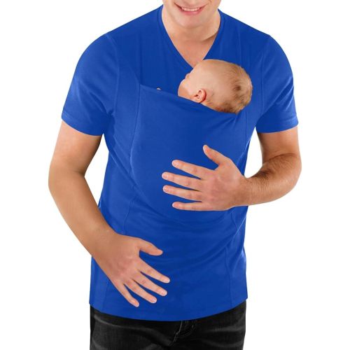 Mens Dad Shirts Baby Carrier Shirt Short Sleeve Skin to Skin New Dad Gifts T-Shirt with Pocket