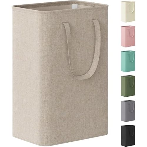 Lifewit Slim Collapsible Laundry Basket with Handles, 50L, Khaki
