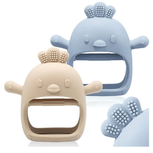 2 Packs Baby Teething Toy for 0-6 6-12 Months, Food Grade Silicone Teething Mitten, Anti Dropping Wrist Hand Teethers Baby Chew Toys for Sucking Needs, BPA Free