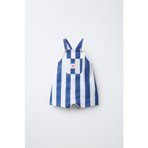 CRAB LABEL STRIPED OVERALL SHORTS - Bluish | ZARA United States