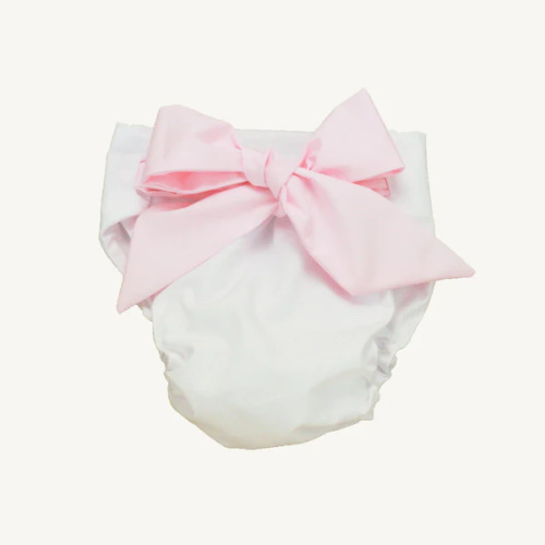 Baby Bow Bottom Bloomer - Worth Avenue White with Palm Beach Pink