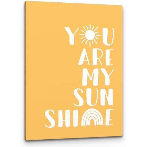 PHAMTE wallart You Are My Sunshine Wall Decor,Boho Nursery Decor,You Are My Sunshine Boho Sun Sunshine Rainbow Canvas Framed Wall Decor Home Teens Girls Kids Nursery Classroom Bedroom Living