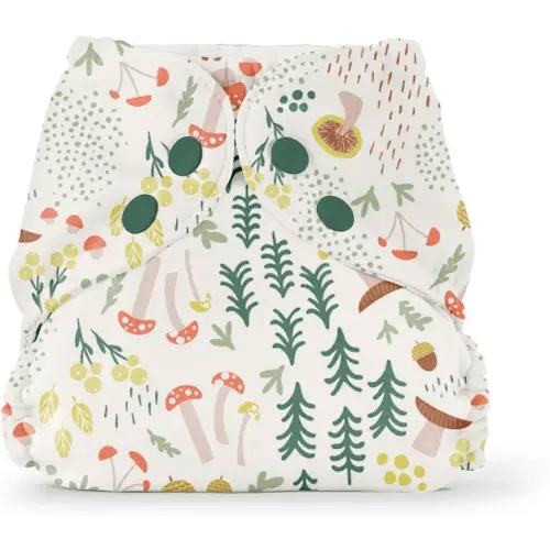 Esembly Cloth Diaper Outer, Waterproof Swim Cloth Diaper Cover, Leak-Proof and Breathable Layer Over Prefolds, Flats or Fitteds, Reusable with Snap Closure - Size 2, Fantastic Fungi