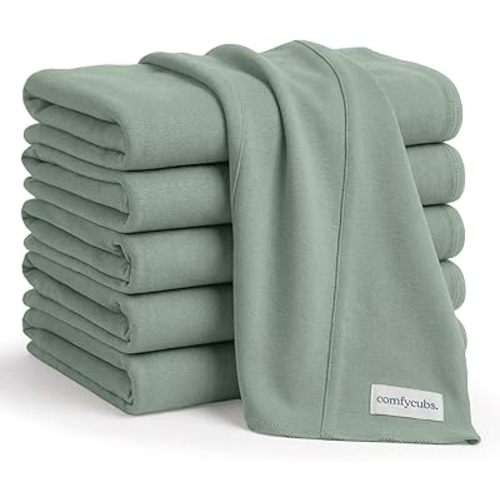 Comfy Cubs Baby Burp Cloths Set (Pack of 6) - Large, 6-Layer, Ultra Absorbent 100% Cotton for Infant Spit-Up, Drool, and Messes - Soft, Gentle, Thoughtful New Born Baby Gifts, Fern