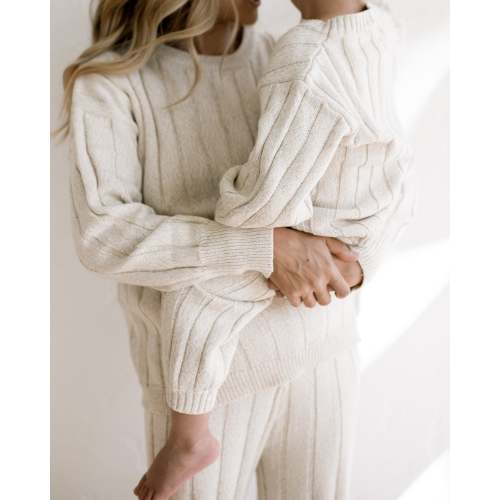 Children’s Wide Ribbed Knit Pant ‘Oatmeal’ – Oat Co