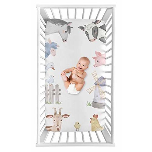 Sweet Jojo Designs Fitted Baby Crib Sheets (Farm Animals) for Boys or Girls, Infant Nursery, Toddler Room - Standard Size (Photo Op, Neutral, Farmhouse, Country, Barn Animal Theme, Cow, Grey Horse)