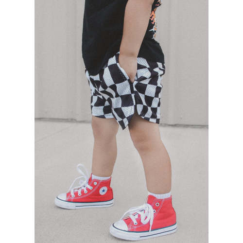 Checker Basketball Shorts - Black | Little Trouble