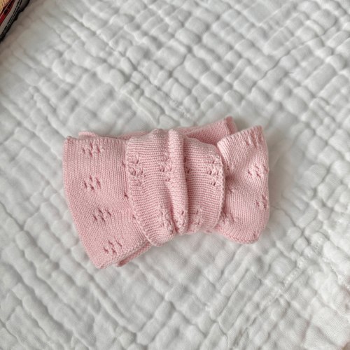 Light Pink Organic Cotton Pointelle Bow Baby Headband