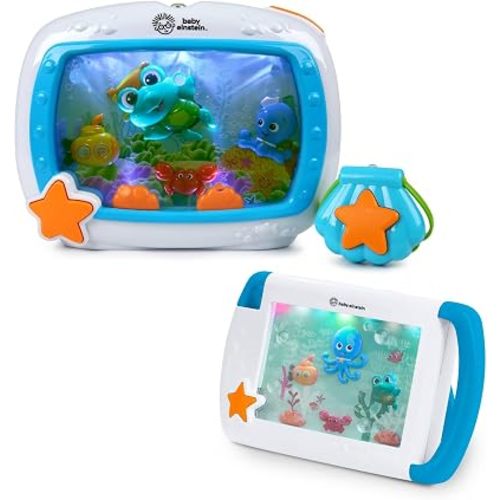 Baby Einstein 2-in-1 Sea Dreams Soother On-the-Go Gift Set, Musical Crib Toy Sound Machine and Portable Aquarium Toy, Ages Newborn and Up