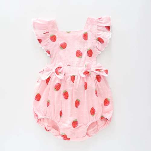 Strawberry Print Ruffle Romper