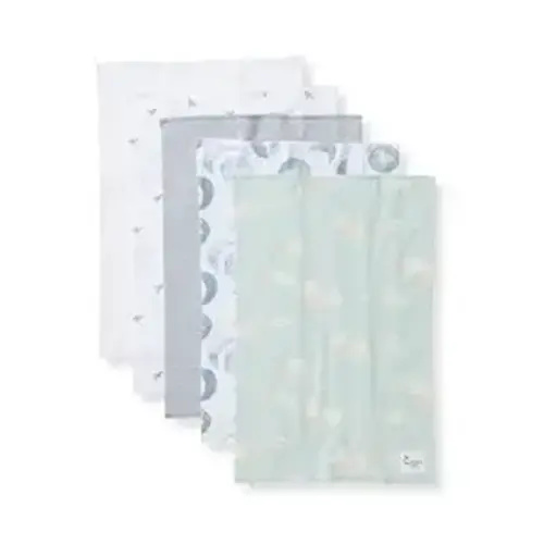 Burts Bees Baby Infant Burp Cloths, 100% Organic Cotton Extra Absorbent Soft Fabric Drool Cloths, 5-Pack Newborn Must-Have Essential Large Burping Cloths, One Size 17 x 11.75 Inches