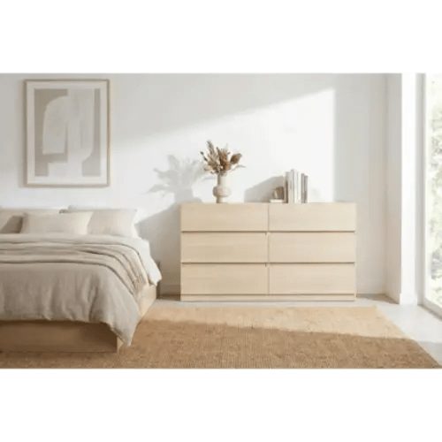 Elara Natural 6 Drawer Dresser