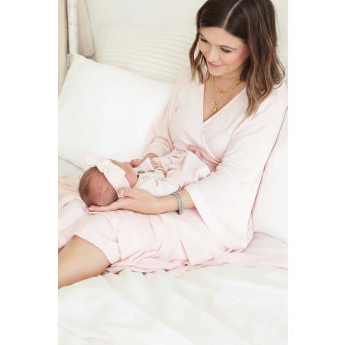 Pearl Pink Bamboo Waffle Knit Maternity Robe