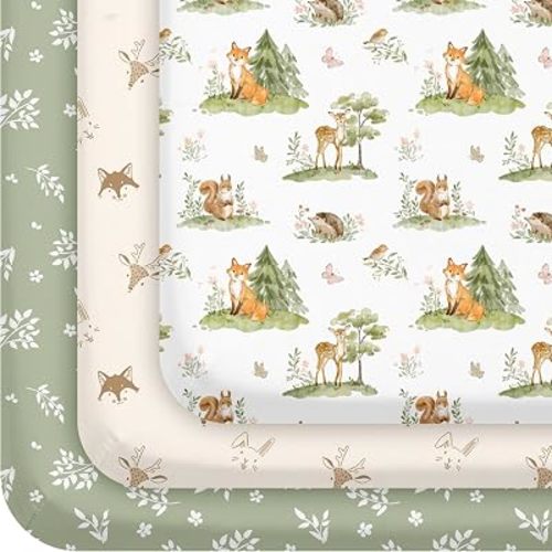 Pack and Play Mattress Sheets Fitted, 3 Pack Mini Crib Sheets