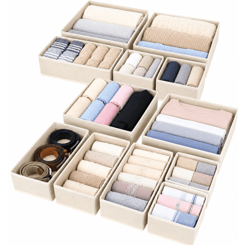 12 Pack Drawer Organizers Clothes, Closet Organizers and Drawer Dividers for Clothes, Foldable Fabric Clothing Organizers for Dresser Drawers