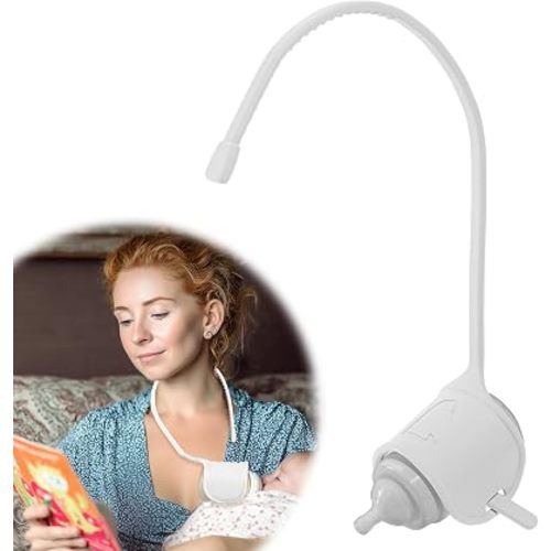 Adjustable Baby Bottle Support for Parents – Comfort Feeding Aid, Non-Slip Silicone Holder, Fits Standard & Wide-Neck Bottles(White)