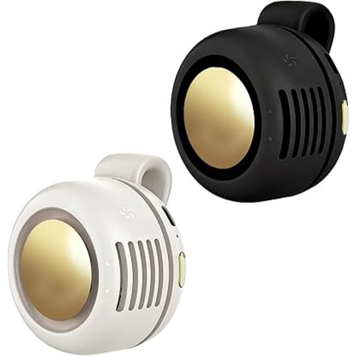 Portable Clip-On Fan, Mini USB Rechargeable 360° Rotatable Fan, 3-Speed Silent Mini Bladeless Fans (Black and White)