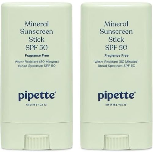 Pipette Baby Mineral Sunscreen Stick SPF 50, 0.6 oz (Pack of 2)
