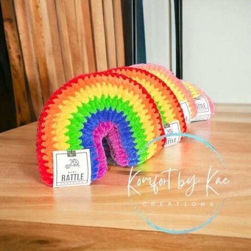 Rainbow Rattle, Crochet Plush, Amigurumi, Baby Gift, Baby Shower Gift, Rainbow Plushie, Rainbow Décor, Baby Rattle, Nursey Décor