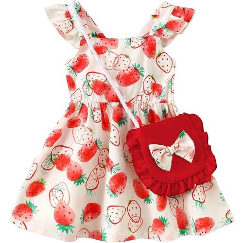 Mioglrie Baby Girl Clothes Newborn Dress Summer Toddler Girls' Clothing Casual Sundress with Cute Bag Infant Outfits