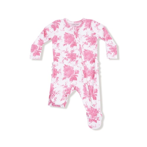 Vintage Rose Ruffle Zip Footie, 0-3M