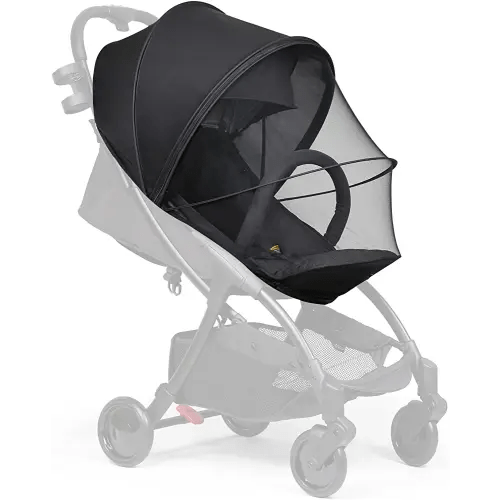 Beberoad Love Universal Stroller Sun Shade & Mosquito Net – 2-in-1 Baby Stroller Cover with UV Protection & 2-Way Zipper for Infant Carriages, Prams, and Travel Strollers (Black)