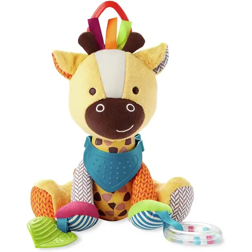 Skip Hop Bandana Buddies Baby Activity and Teething Toy with Multi-Sensory Rattle and Textures, Giraffe