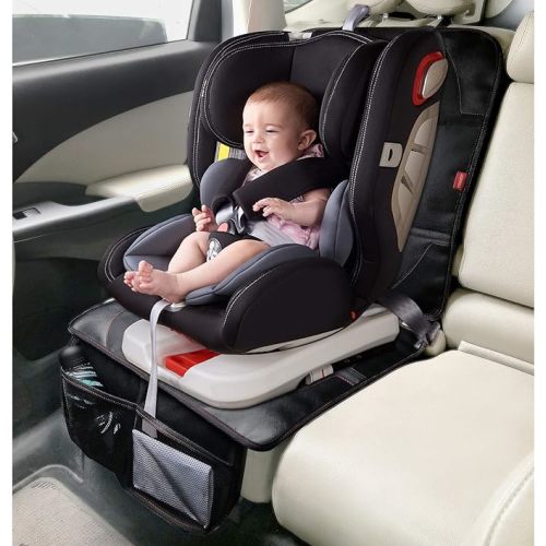 Thickest Padding Car Seat Protector for Child, Baby, Pets - Waterproof Universal Size with Mesh Pockets (Black) - 1Pc